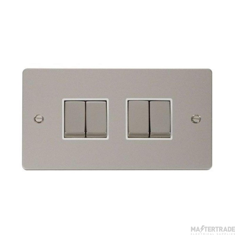 Click Define FPPN414WH 10AX 4 Gang 2 Way Plate Switch Pearl Nickel