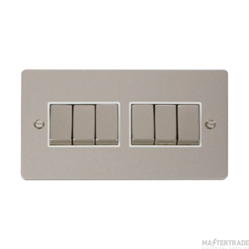 Click Define FPPN416WH 10AX 6 Gang 2 Way Plate Switch Pearl Nickel