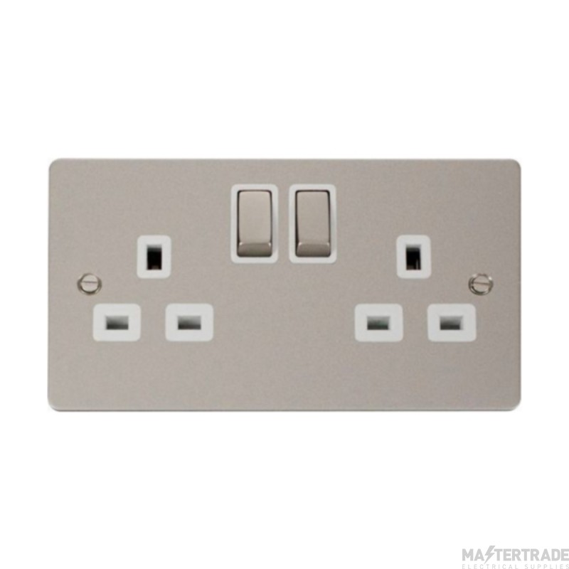 Click Define FPPN536WH 13A 2 Gang DP Switched Socket Outlet Pearl Nickel