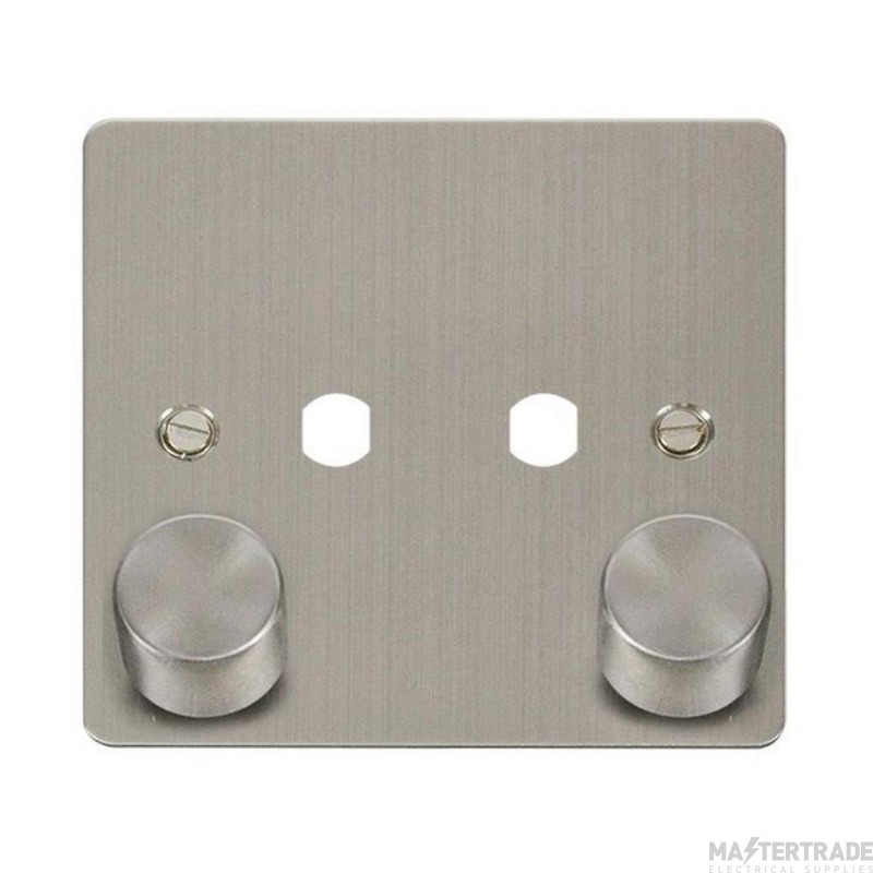 Click Define FPSS152PL 1 Gang Unfurnished Dimmer Plate & Knobs (800W Max) - 2 Apertures Stainless Steel
