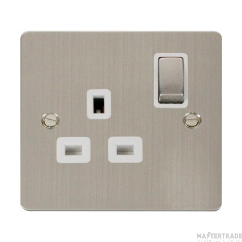 Click Define FPSS535WH 13A 1 Gang DP Switched Socket Outlet Stainless Steel