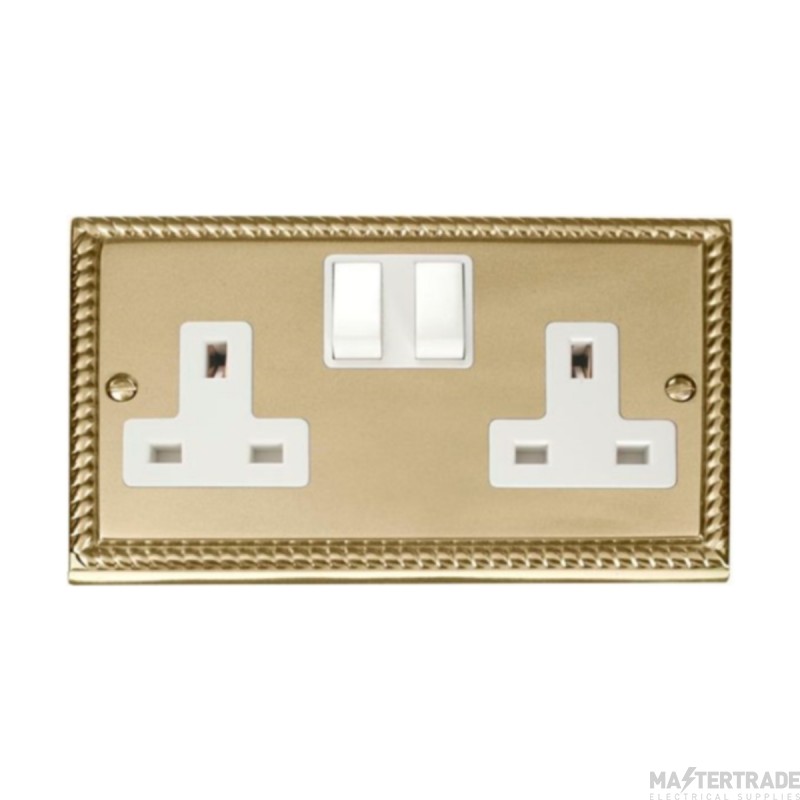 Click Deco GCBR036WH 13A 2 Gang DP Switched Socket Outlet Georgian Brass