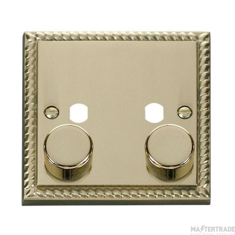Click Deco GCBR152PL 1 Gang Unfurnished Dimmer Plate & Knobs (800W Max) - 2 Apertures Georgian Brass