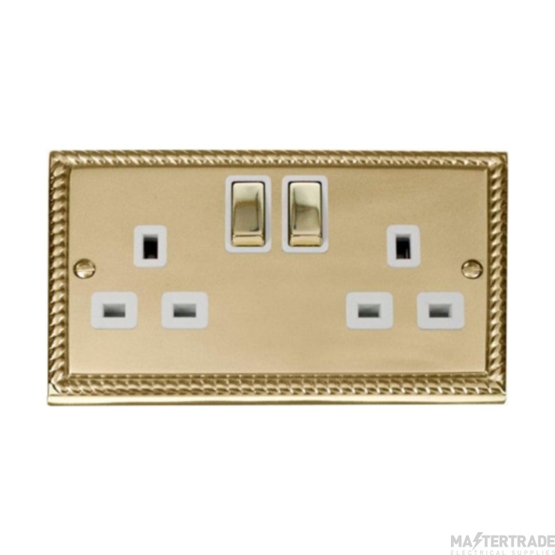 Click Deco GCBR536WH 13A 2 Gang DP Switched Socket Outlet Georgian Brass