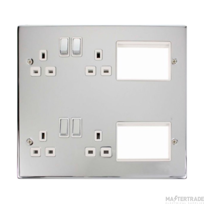 Click NewMedia MP606CHWH 4 x 13A Switched Sockets & 2 x 3 Aperture Plate