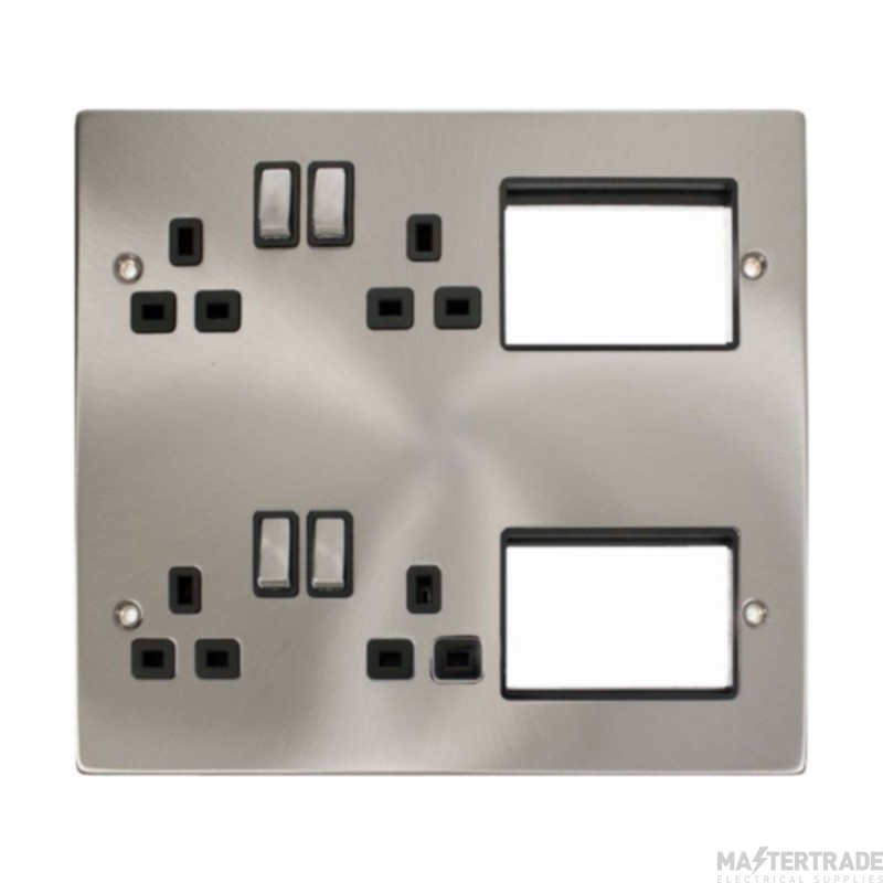 Click NewMedia MP606SCBK 4 x 13A Switched Sockets & 2 x 3 Aperture Plate