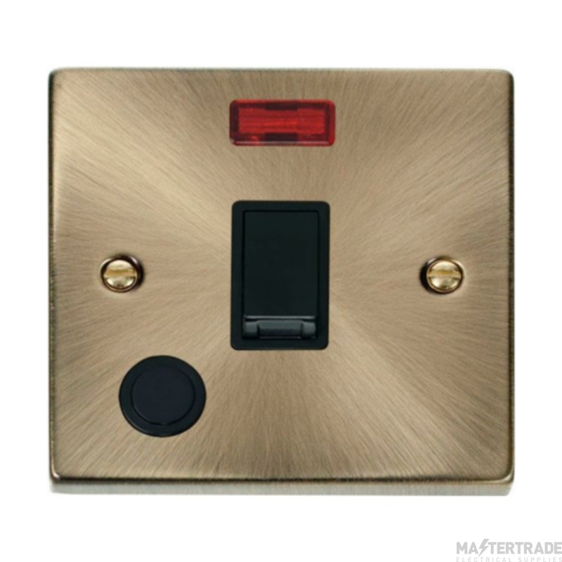 Click Deco VPAB023BK 20A DP Plate Switch With Neon & Optional Flex Outlet Antique Brass