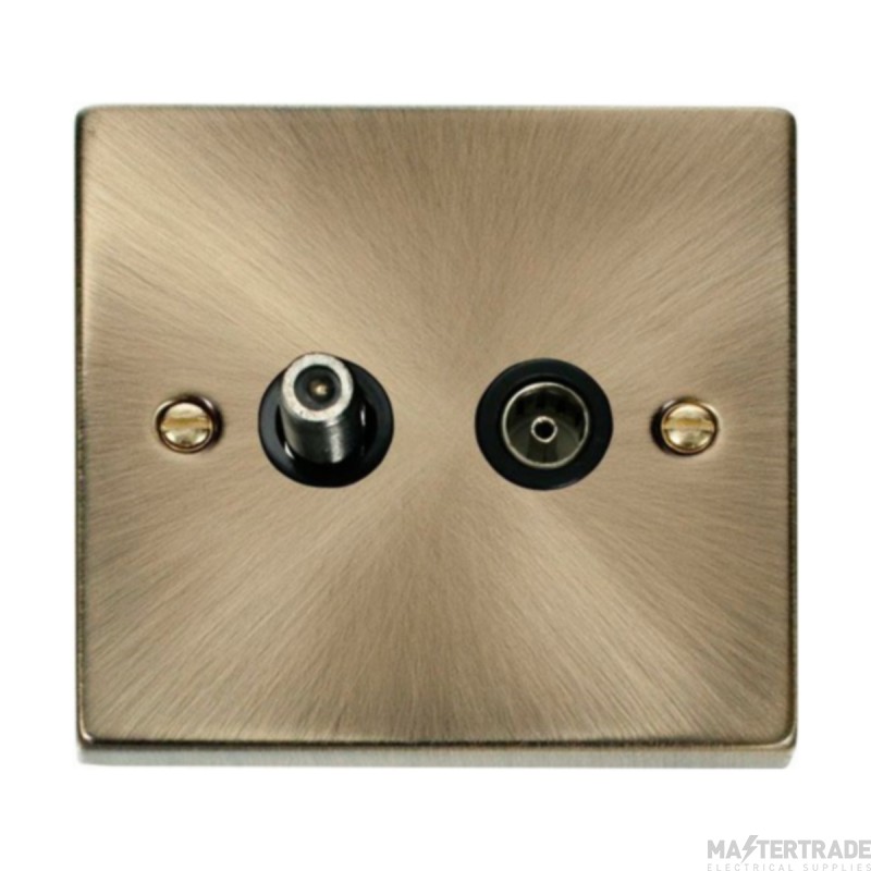 Click Deco VPAB157BK Isolated Satellite & Isolated Coaxial Outlet Antique Brass