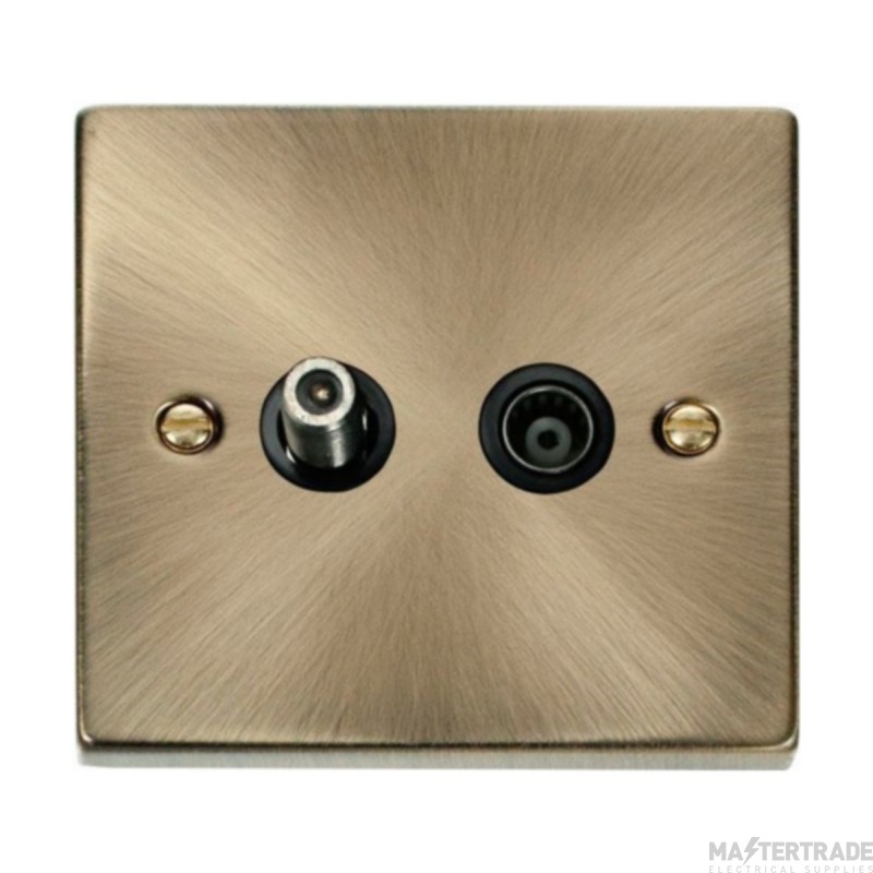 Click Deco VPAB170BK Non-Isolated Satellite & Non-Isolated Coaxial Outlet Antique Brass