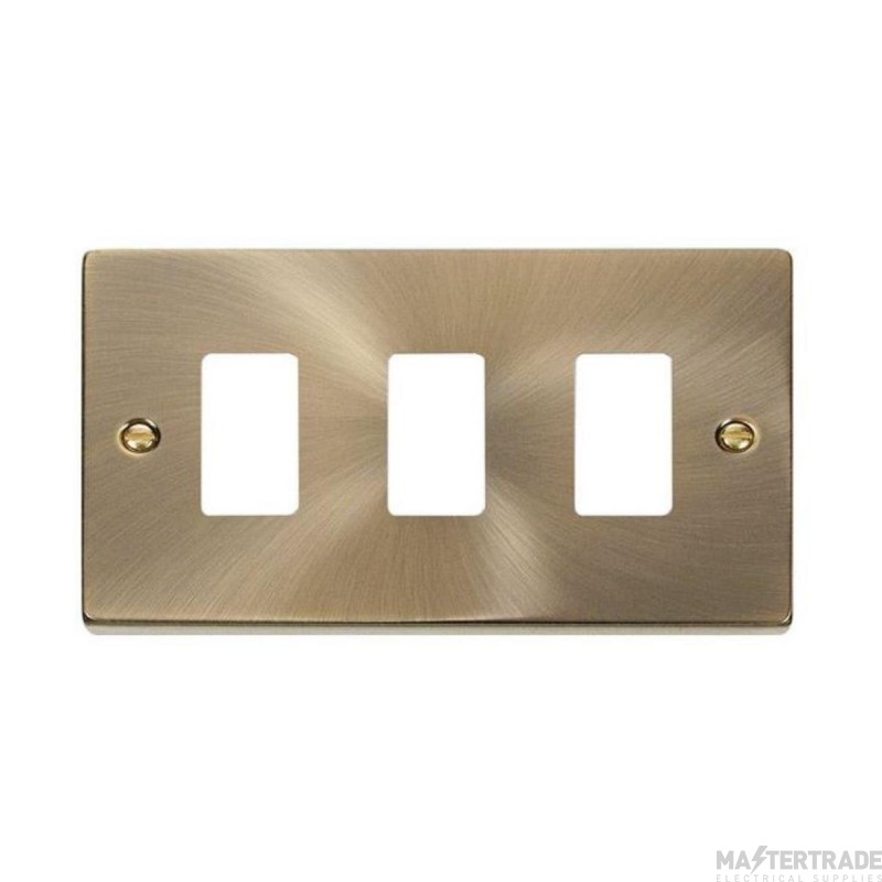 Click Deco VPAB20403 3 Gang GridPro Frontplate Antique Brass