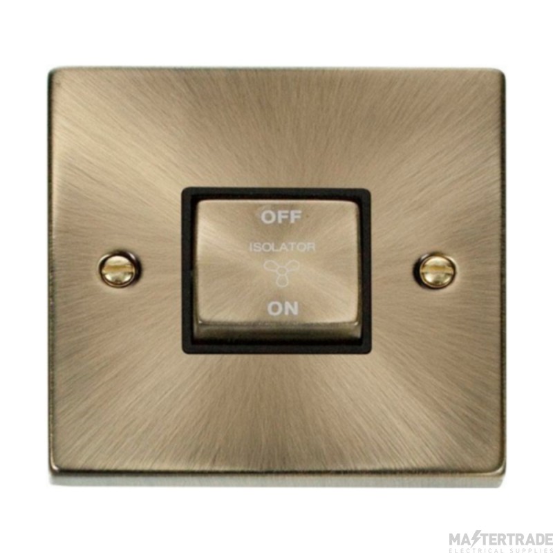 Click Deco VPAB520BK 10A 3 Pole Fan Isolation Plate Switch Antique Brass