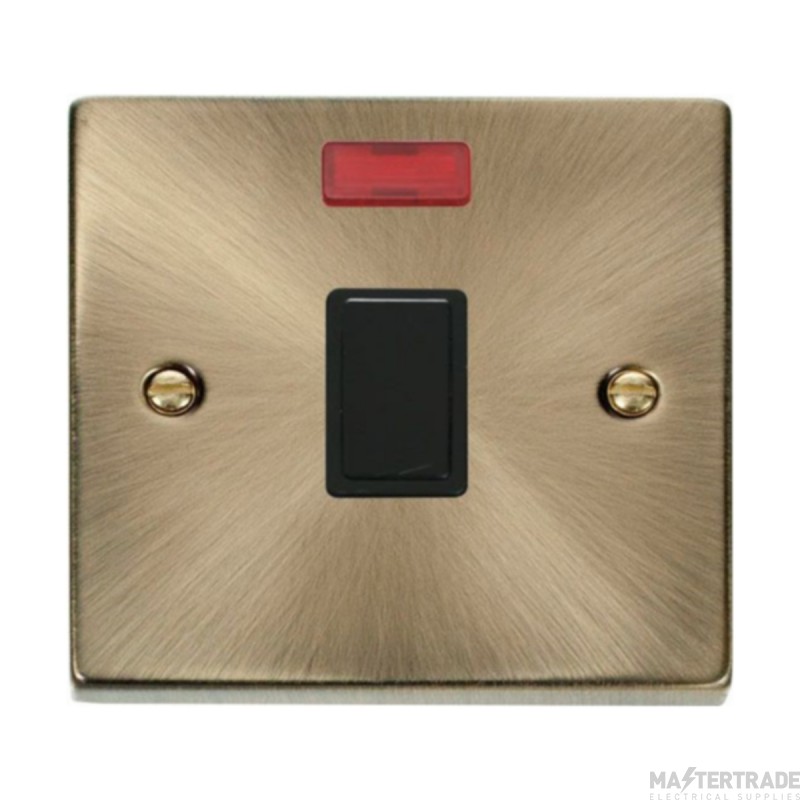 Click Deco VPAB623BK 20A DP Plate Switch With Neon Antique Brass