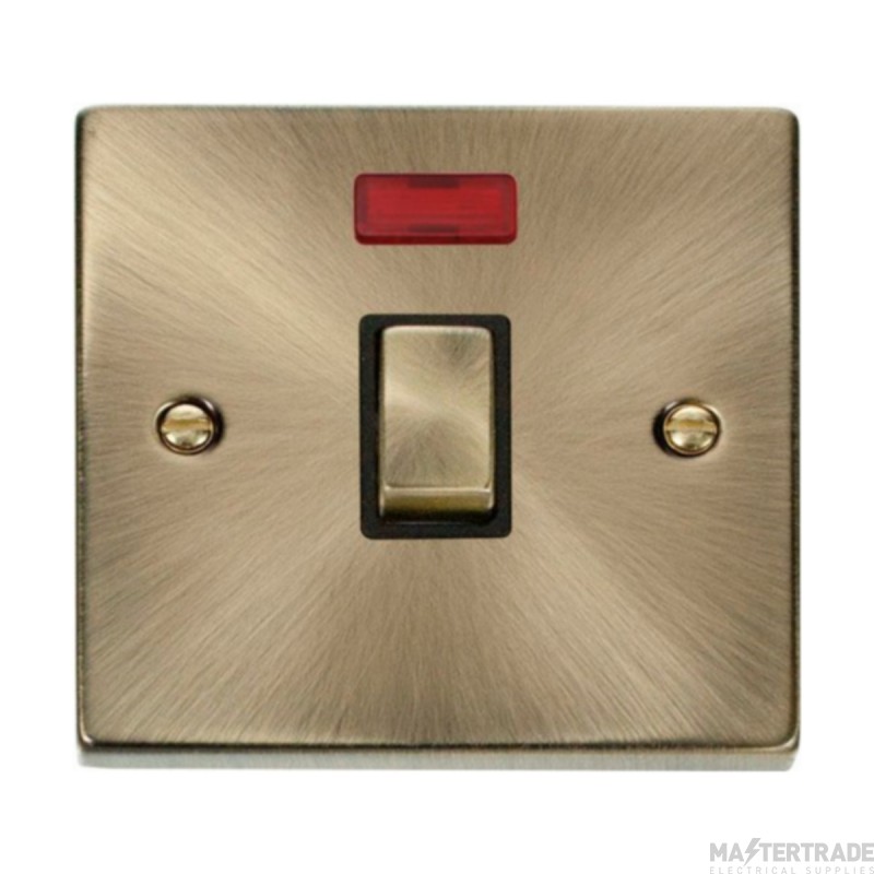 Click Deco VPAB723BK 20A DP Plate Switch With Neon Antique Brass