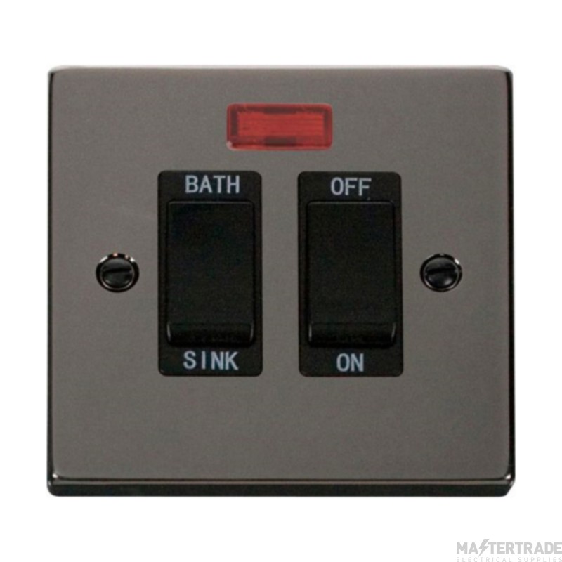 Click Deco VPBN024BK 20A DP Sink/Bath Plate Switch With Neon Black Nickel