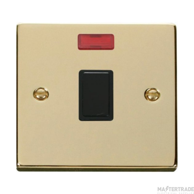 Click Deco VPBR623BK 20A DP Plate Switch With Neon Brass