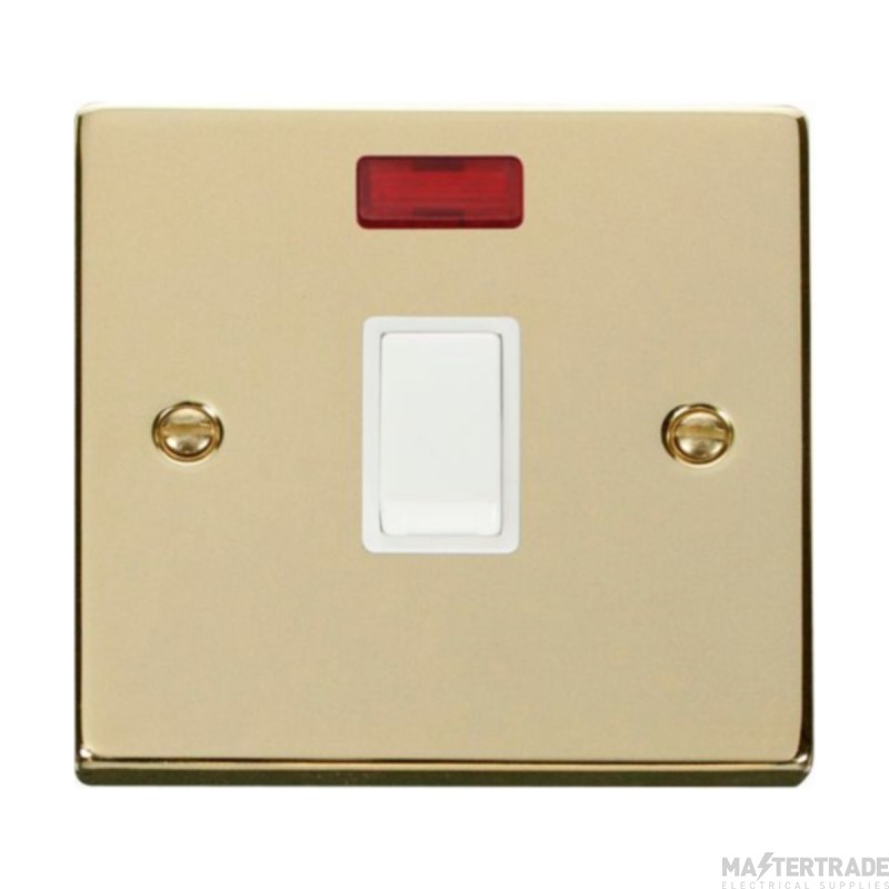 Click Deco VPBR623WH 20A DP Plate Switch With Neon Brass
