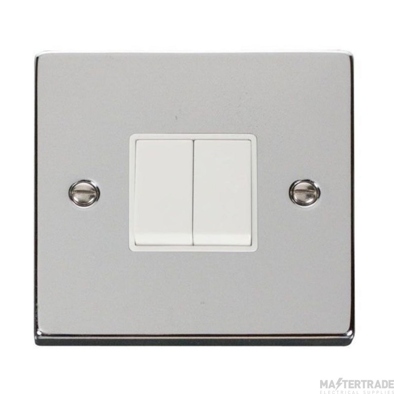 Click Deco VPCH012WH 10AX 2 Gang 2 Way Plate Switch Chrome