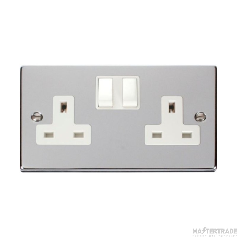 Click Deco VPCH036WH 13A 2 Gang DP Switched Socket Outlet Chrome