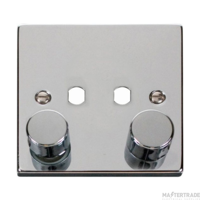 Click Deco VPCH152PL 1 Gang Unfurnished Dimmer Plate & Knobs (800W Max) - 2 Apertures Chrome