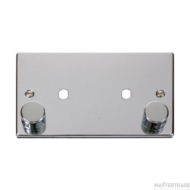 Click Deco VPCH186 2 Gang Unfurnished Dimmer Plate & Knobs (1630W Max) - 2 Apertures Chrome