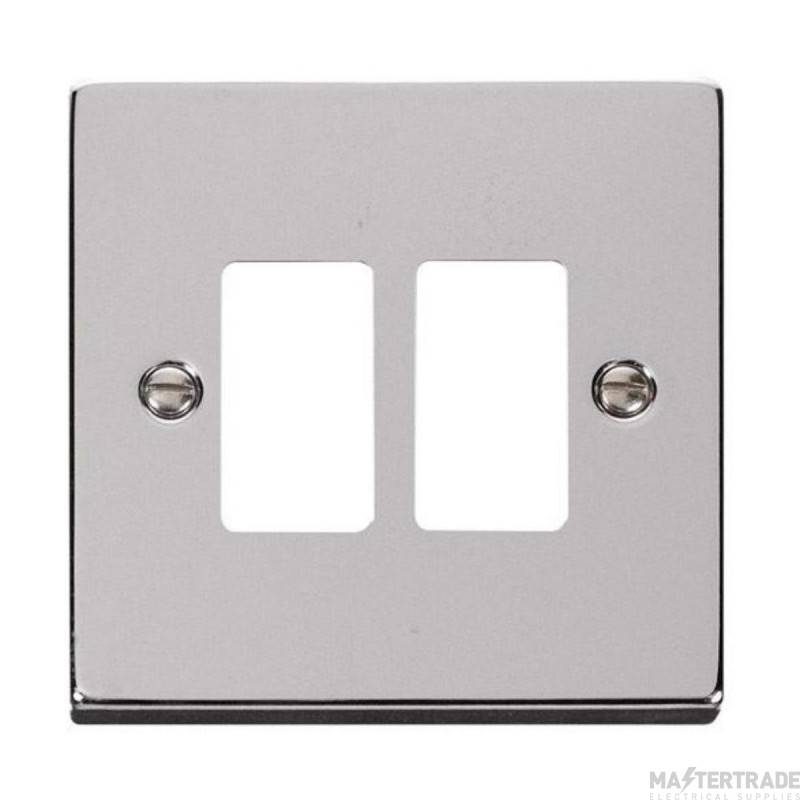 Click Deco VPCH20402 2 Gang GridPro Frontplate Chrome