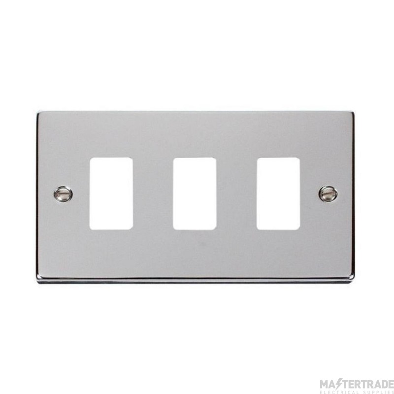 Click Deco VPCH20403 3 Gang GridPro Frontplate Chrome