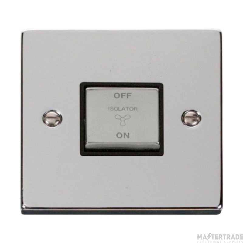 Click Deco VPCH520BK 10A 3 Pole Fan Isolation Plate Switch Chrome