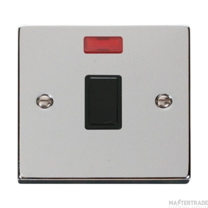 Click Deco VPCH623BK 20A DP Plate Switch With Neon Chrome