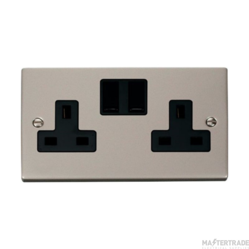 Click Deco VPPN036BK 13A 2 Gang DP Switched Socket Outlet Pearl Nickel