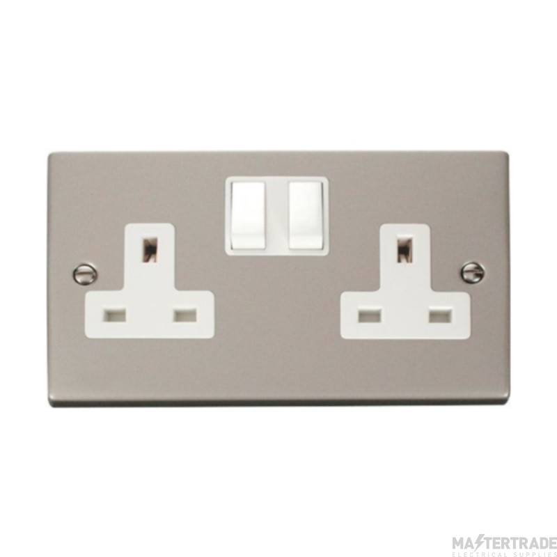 Click Deco VPPN036WH 13A 2 Gang DP Switched Socket Outlet Pearl Nickel