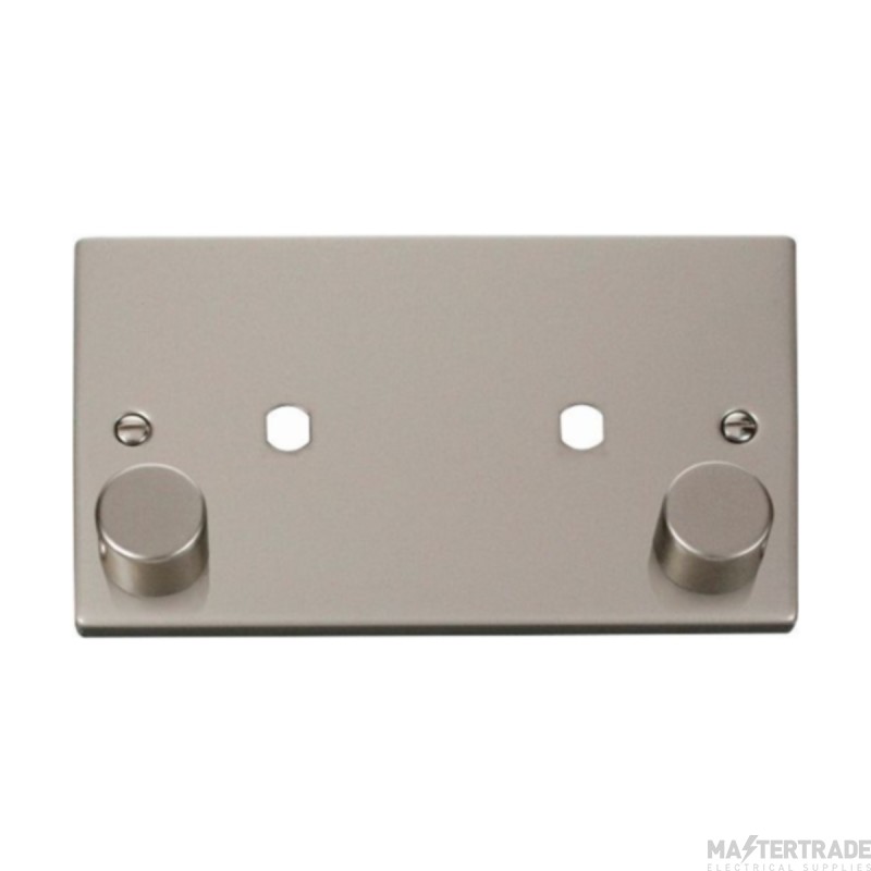 Click Deco VPPN186 2 Gang Unfurnished Dimmer Plate & Knobs (1630W Max) - 2 Apertures Pearl Nickel