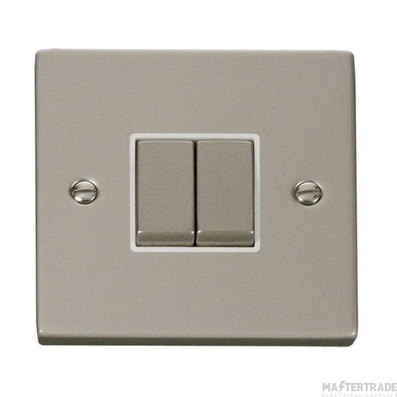 Click Deco VPPN412WH 10AX 2 Gang 2 Way Plate Switch Pearl Nickel