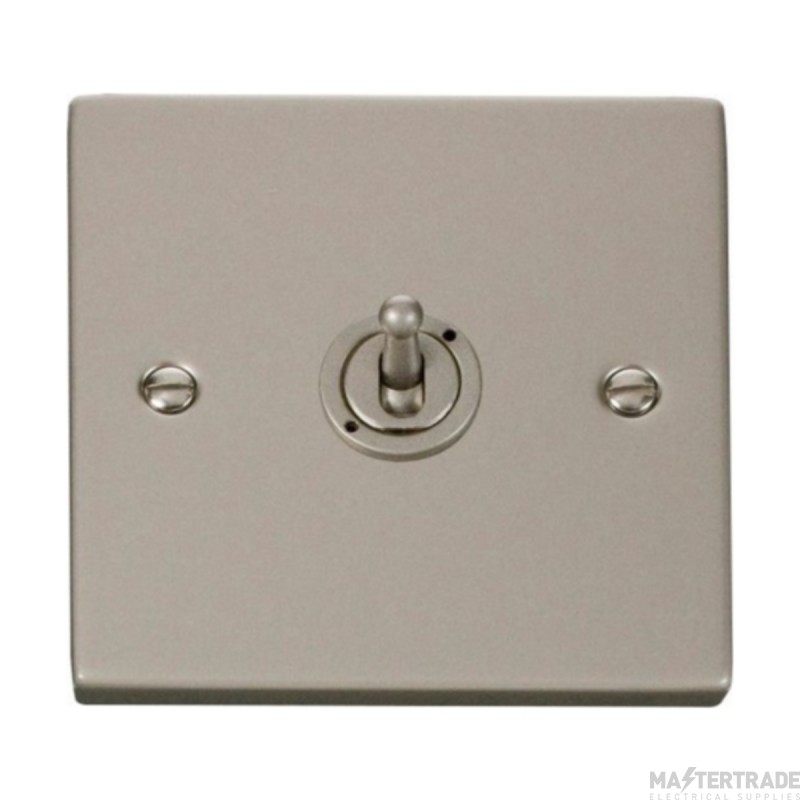 Click Deco VPPN421 10AX 1 Gang 2 Way Toggle Plate Switch Pearl Nickel