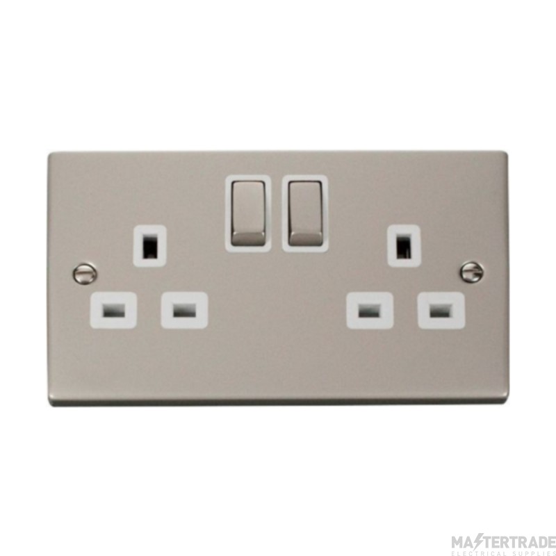 Click Deco VPPN536WH 13A 2 Gang DP Switched Socket Outlet Pearl Nickel