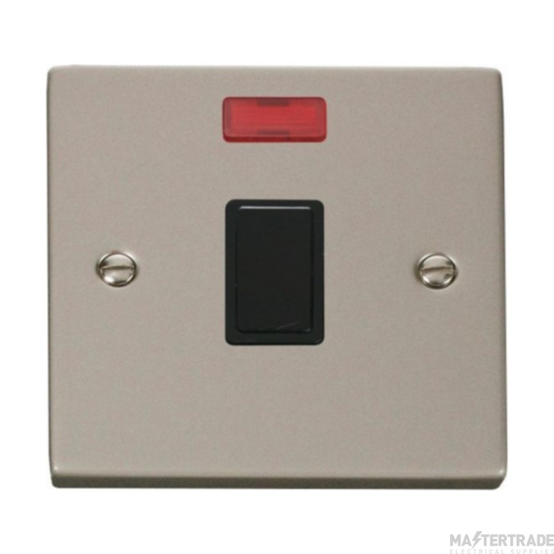 Click Deco VPPN623BK 20A DP Plate Switch With Neon Pearl Nickel