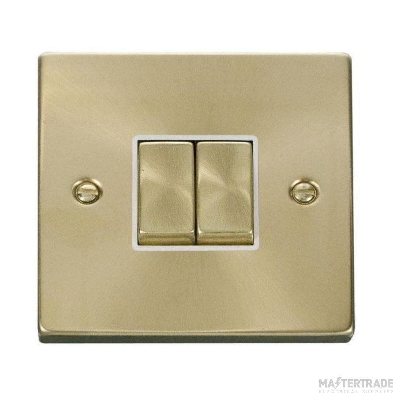 Click Deco VPSB412WH 10AX 2 Gang 2 Way Plate Switch Satin Brass