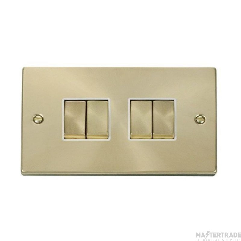 Click Deco VPSB414WH 10AX 4 Gang 2 Way Plate Switch Satin Brass