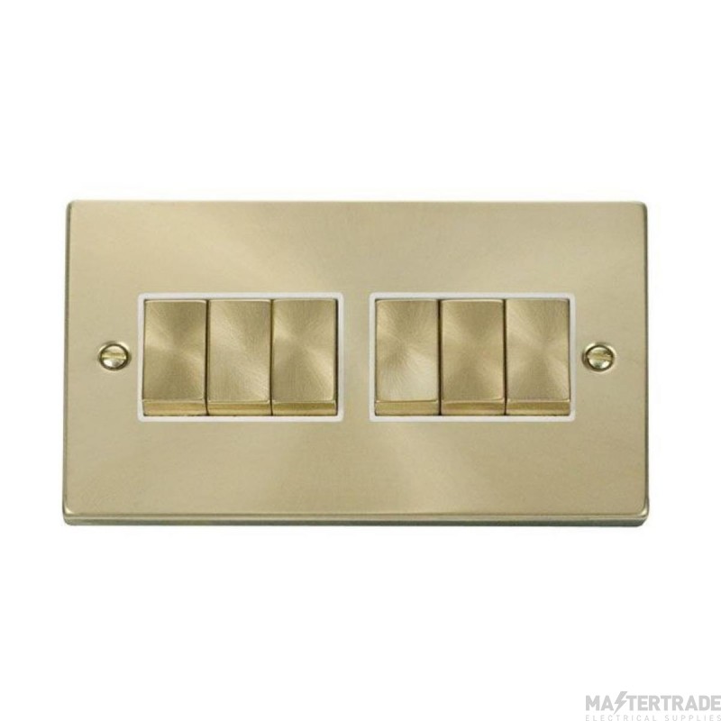 Click Deco VPSB416WH 10AX 6 Gang 2 Way Plate Switch Satin Brass