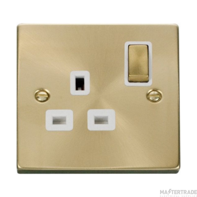Click Deco VPSB535WH 13A 1 Gang DP Switched Socket Outlet Satin Brass