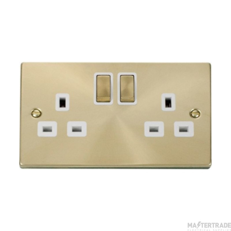 Click Deco VPSB536WH 13A 2 Gang DP Switched Socket Outlet Satin Brass