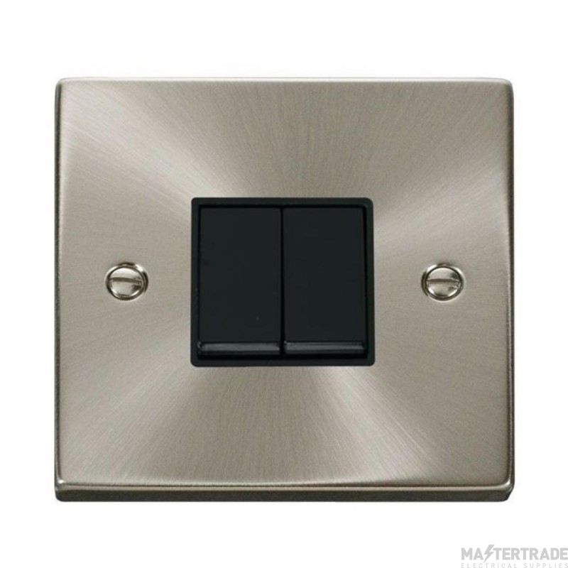 Click Deco VPSC012BK 10AX 2 Gang 2 Way Plate Switch Satin Chrome
