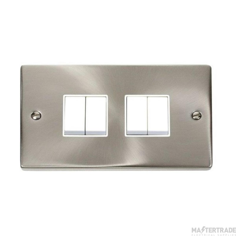 Click Deco VPSC019WH 10AX 4 Gang 2 Way Plate Switch Satin Chrome