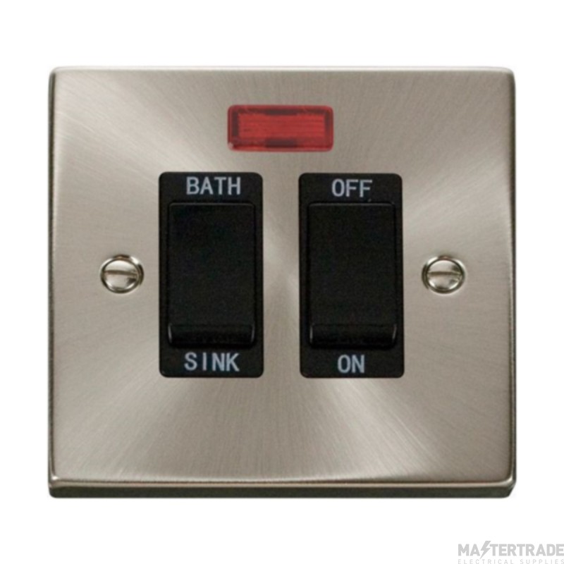 Click Deco VPSC024BK 20A DP Sink/Bath Plate Switch With Neon Satin Chrome
