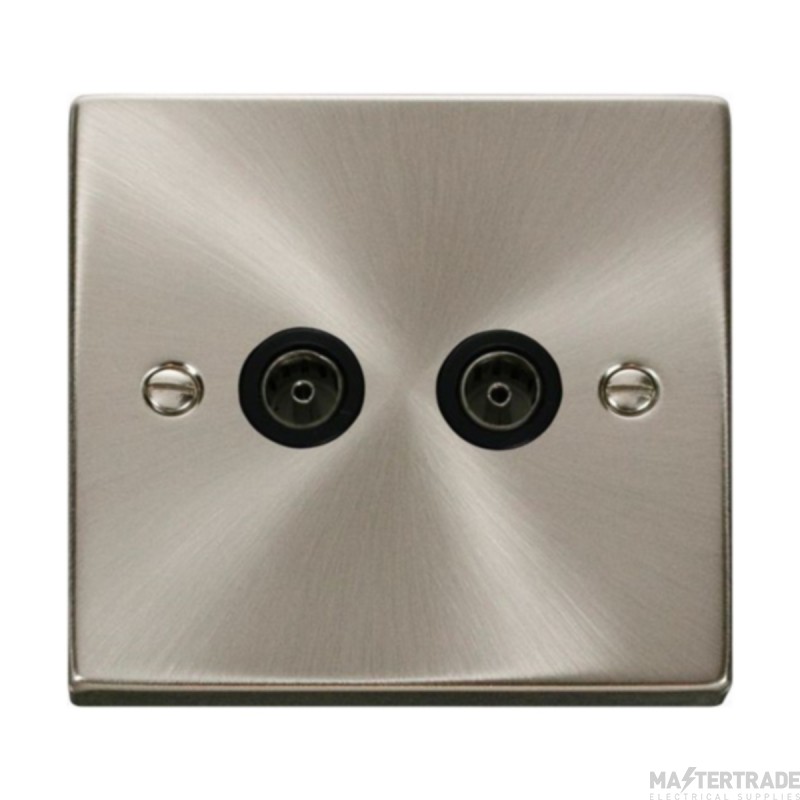 Click Deco VPSC066BK Twin Non-Isolated Coaxial Outlet Satin Chrome