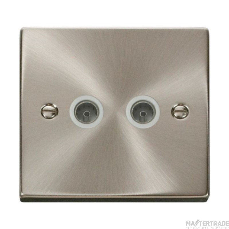 Click Deco VPSC066WH Twin Non-Isolated Coaxial Outlet Satin Chrome