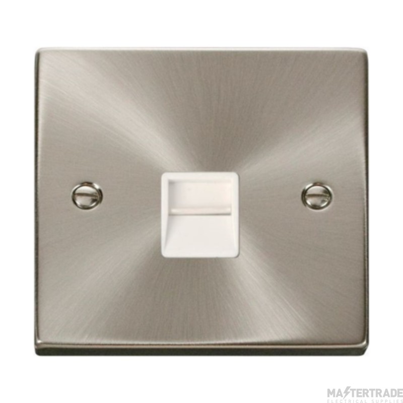 Click Deco VPSC120WH Single Telephone Outlet (Master) Satin Chrome