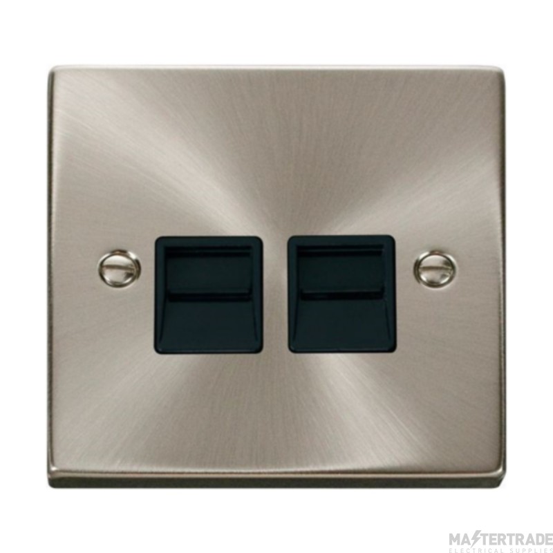 Click Deco VPSC121BK Twin Telephone Outlet (Master) Satin Chrome