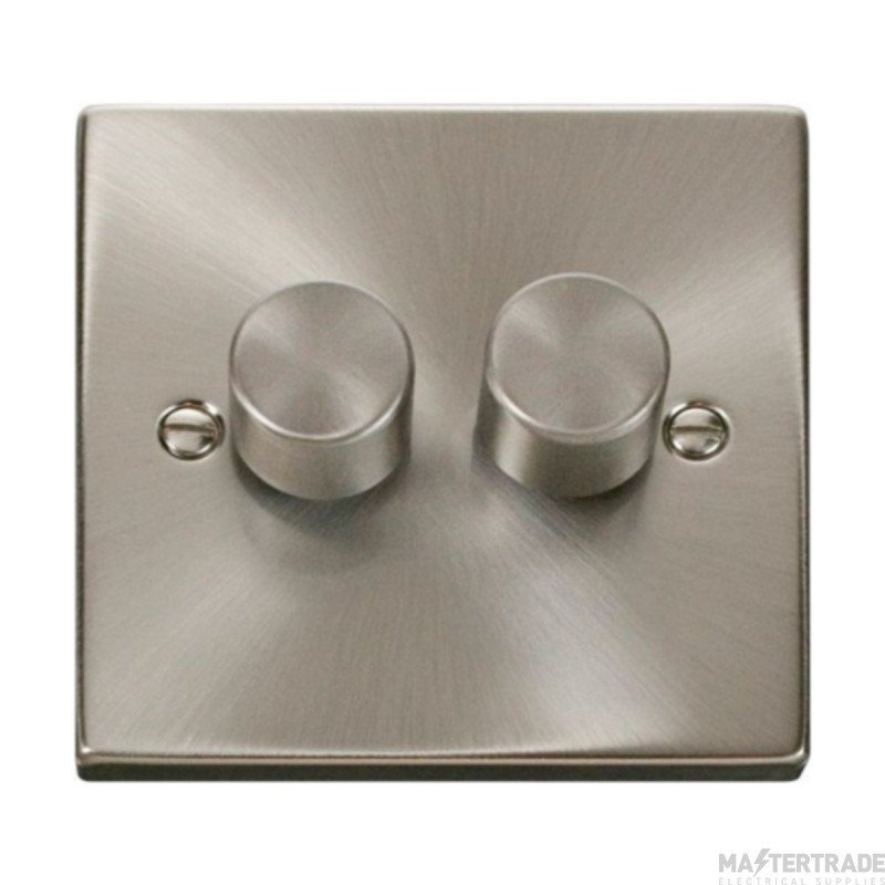 Click Deco VPSC152 2 Gang 2 Way 400Va Dimmer Switch Satin Chrome
