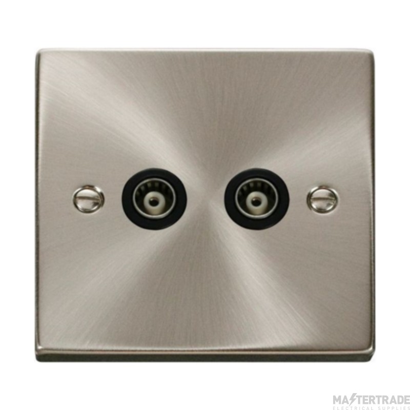 Click Deco VPSC159BK Twin Isolated Coaxial Outlet Satin Chrome
