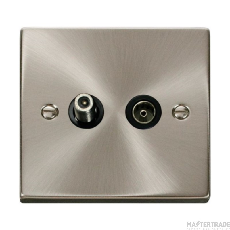 Click Deco VPSC170BK Non-Isolated Satellite & Non-Isolated Coaxial Outlet Satin Chrome